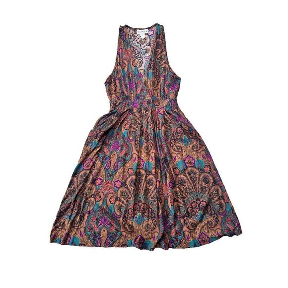 Vintage R.J. Stevens Dress 10 Paisley Boho Hippie Romantic Folkcore Festival - Picture 1 of 10